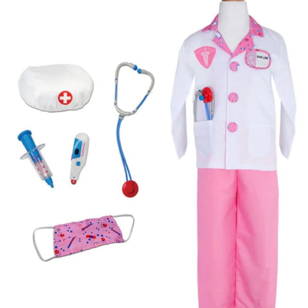 Great Pretenders Pink Doctor with 6 Accessories in Garment vinyl Bag New w/Tag